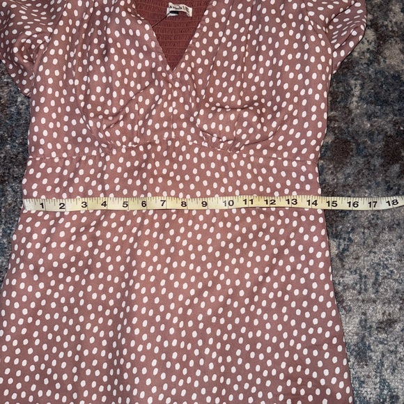 Abercrombie Pink and White Polka Dot V-Neck Dress - Picture 7 of 7